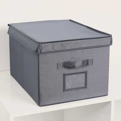 Collapsible Fabric Storage Box with Lid