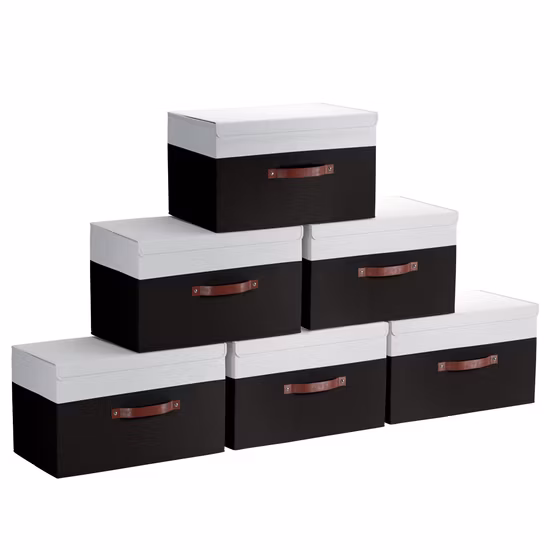 Collapsible Fabric Storage Box with Lid